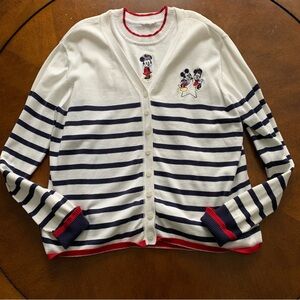 VTG Disney Store Cardigan And Tank Sweater Set Striped Mickey Minnie Large Sport